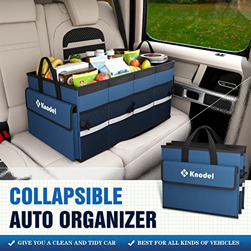 K KNODEL Car Trunk Organizer with Lid, Collapsible Car Trunk Storage Organizer, Car Organizer and Storage for SUV, Truck, Sedan (Medium, Blue) - color: Blue, size: Medium-With Lid