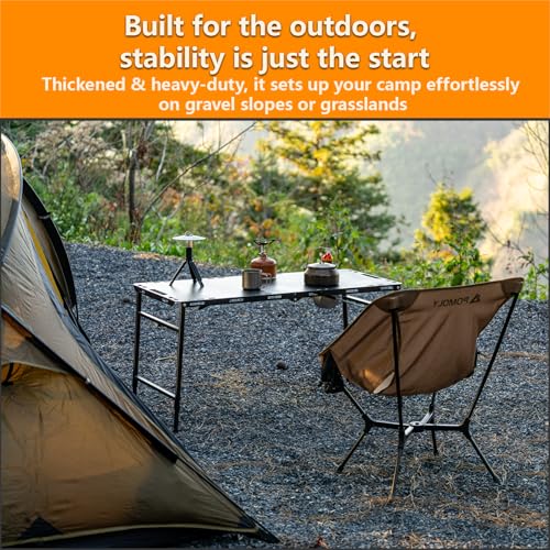 Camping Table Portable Folding Table 40.9"x18.9" (Innovative Nitrogen Gas Strut) Adjustable Heights Outdoor Folding Tactical Table with Carry Handle, Bonus Storage Bag for Camping, Picnic, Party