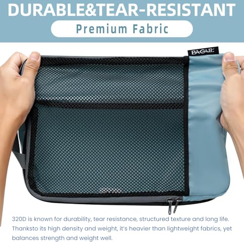 BAGAIL 4 Set/6 Set/8 Set Compression Packing Cubes Travel Accessories Expandable Packing Organizers (Half Mesh, 6-Dusty Blue) - color: 6-Dusty Blue, style: Half Mesh