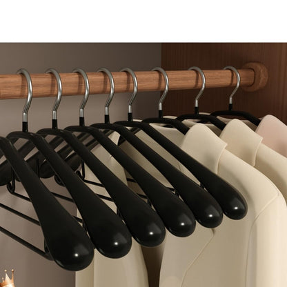 5 Pack Wide Shoulder Hangers 17” Metal Suit Hangers Smooth Soft Gloss Grippy Flexible Thick Rubber Blazer Non Slip Jacket Clothes Hangers Black - color: Black