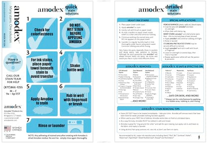 Amodex Ink & Stain Kit with Stain Remover Brushes, Removes Ink, Sharpie, Grease, Food and More, Safe and Effective on Clothes, Leather and Skin, Includes 1 Bottle and 2 Brushes - style: Stain Remover Brush Kit