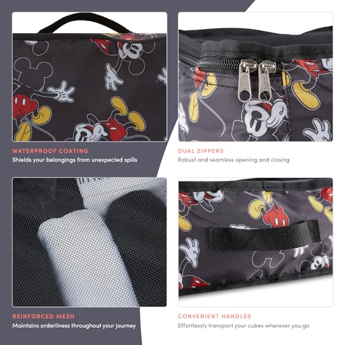 Disney Minnie Mickey Stitch Packing Cubes - Winnie the Pooh, Princess Cinderella, Cars, Toy Story 5 Piece Packing Cubes Compression - Travel Essential - Luggage Suitcase Organizer Set - color: Black