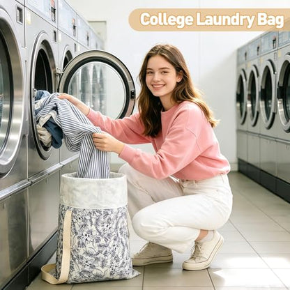 Laundry Bag, Dirty Backpack Laundry Bag For College Travel Laundromat Apartment, With Handles 29" X 18" (Vegetable Print) - color: Vegetable Print