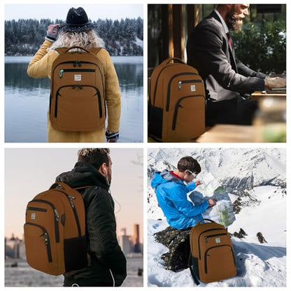 Volher Laptop Backpack,Business Travel Anti Theft Slim Durable Laptops Backpack,Water Resistant College Computer Bag for Women & Men Fits 15.6 Inch Laptop and Notebook-Brown - color: Brown, size: 15.6 Inch, style: Laptop