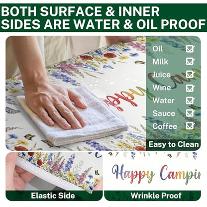 Picnic Table Cover with Bench Covers Elastic Edges, Butterfly Camper Fitted Table Cover, Outdoor Camping Essentials 72 Inch 3PCS, Waterproof Camping Fitted Tablecloth with Drawstring Bag - color: Butterfly, size: 72in