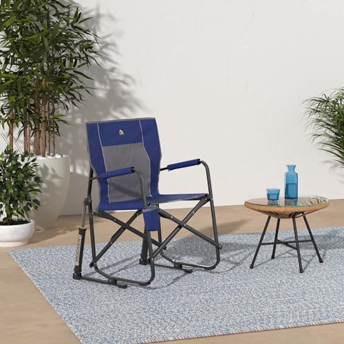 GCI Outdoor Freestyle Rocker Camping Chair | Portable Folding Rocking Chair with Solid, Durable Armrests, Drink Holder & Comfortable Backrest — Royal Blue - color: Royal Blue, style: Freestyle Rocker