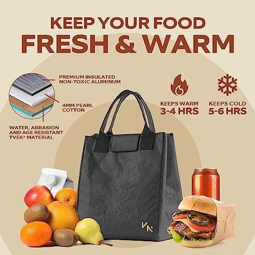 VonNova Women’s Insulated Lunch Bag with Premium 4mm Cooler Insulation, Cute Large 7L Lunch Tote for Office, Durable Small Lunch Box for Women, Stylish Lunchbox for Adults, Teens, Nurses, Teachers - color: Black
