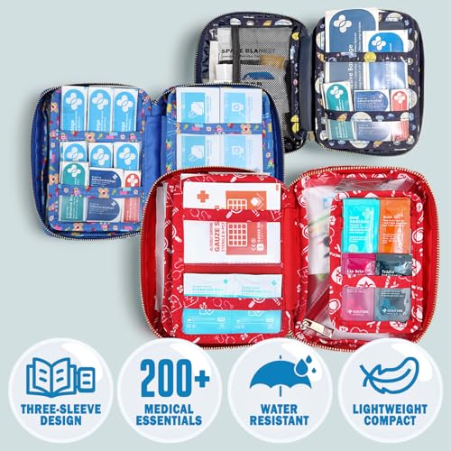 EVERLIT Care Rescue Pack | Family-Friendly First Aid Kit for Kids with 200 Pcs Medical Supplies | Travel-Friendly Compact Storage Bag for Home, Car, Travel, Camping, Adventure (Splatter) - color: Splatter