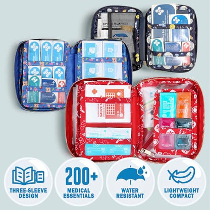 EVERLIT Care Rescue Pack | Family-Friendly First Aid Kit for Kids with 200 Pcs Medical Supplies | Travel-Friendly Compact Storage Bag for Home, Car, Travel, Camping, Adventure (Galaxy) - color: Galaxy
