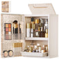 HAIXIN Makeup Organizer with Drawer & Brush Holder, Plastic Cosmetic Display Cases, Large Vanity Organizer Countertop Waterproof for Skincare, Perfume, Bathroom & Dresser (White & Amber) - color: White & Amber