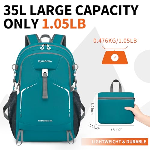 35L Lightweight Packable Backpack – Durable Foldable Daypack for Travel, Hiking, and Gym (Green) - color: 35l-green