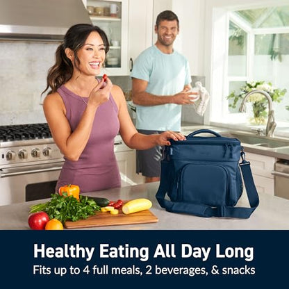 Bentgo Prep Deluxe Insulated Multimeal Bag - Lunch Box Bag, Holds 5 Meals, Premium Insulation up to 8 Hrs, Durable, Water-Resistant - Large Capacity For Adult Meal Prep (Navy Blue) - color: Navy Blue