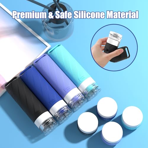 26 Pcs TSA Approved Travel Toiletry Bottles Set, Leakproof Silicone Refillable Travel Containers with Hanging Hole & Carabiner, Portable Essentials, for Shampoo Conditioner Lotion Body Wash - style: F