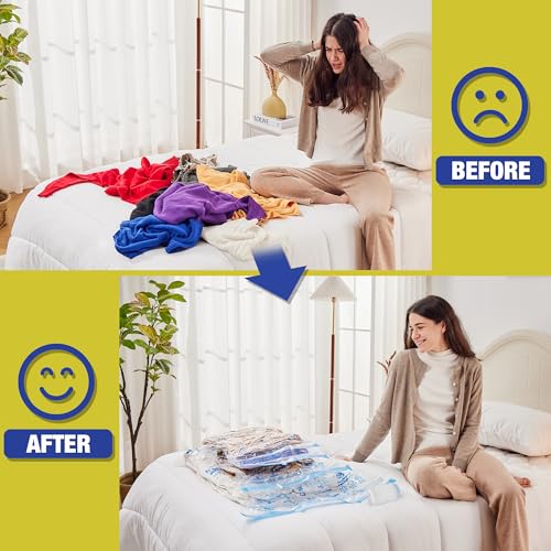 HIBAG Travel Vacuum Bags with Electric Pump for Luggage and Suitcase, Vacuum Seal Compression Packing Bags for Clothes Clothing, Combo 12 Pack - size: 12T-EPUMP