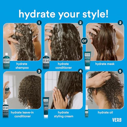 VERB Hydrate Shampoo + Conditioner Duo - Cleanses + Nourishes Dry + Frizzy Hair to Smooth + Reduce Frizz - Amber + Warm Jasmine Scent - size: 12 Fl Oz (Pack of 2)