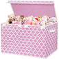 homyfort Toy Box for Girls, Kids - Large Toy Chest Organizers and Storage Boxes with Flip-Top Lid & Divider, Collapsible Container Bins for Playroom, Nursery, Closet, Living Room, 24.5"x13"x16", Pink