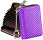 FurArt Zipper Wallet Women, RFID Blocking Credit Card Wallet, Business Card Holder, Compact Size KeyChain Wallet - color: Carbon Fiber Purple