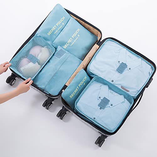 Packing Cubes for Suitcases - 7 Pieces, Light Packing Cubes for Travel, Suitcase Organizer Bags Set, Luggage Organizers for Suitcase, Water-Resistant Travel Essentials, Nile Blue - color: Nile Blue