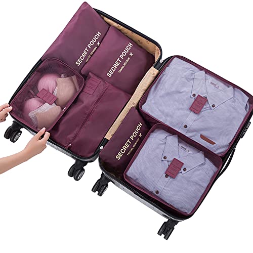 Packing Organizers Packing Cubes for Suicase 7 Set Travel Luggage Organizer Bags for Suitcases (Wine Red) - color: Wine Red