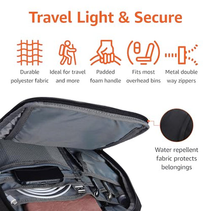 Amazon Basics Travel Laptop Backpack with Multiple Pockets and Compartments for 17 in / 43.1 cm Laptop, Water Resistant, Spacious with Padded Shoulder Straps, Black - size: 17"
