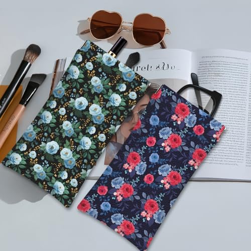 Eyeglass Cases 4 Pack,Boho Floral Pattern Sunglasses Case,PU Leather Soft Eye Glass Pouch for Women Men Student - color: Pink