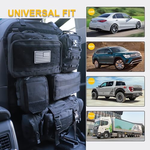 Universal Tactical Car Seat Back Organizer Bag Tactical Molle Vehicle Organizers Panel Vehicle Protector Organizers with 5 Detachable Pouches for Car Truck Ford Jeep (Upgraded C model Black) - color: Upgraded C model Black