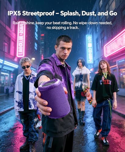 Portable Bluetooth Speaker Beach Essentials: Powerful Crystal Clear Sound/Dynamic Light/IPX5 Waterproof/All Day Playtime/Wireless BT 5.3/TWS Paring, Dad Gifts, Outdoor|Travel|Camping|Pool Accessories - color: Purple