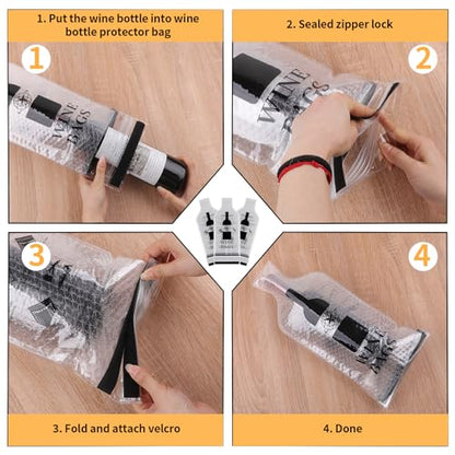 Wine Bags for Travel, 3 Set Reusable Wine Bottle Travel Protector Bags, Double Layer Leak Proof Wine Travel Bags for Wine Bottles Airplane Car Cruise Safety Impact Resist, Wine Sleeves for Suitcase