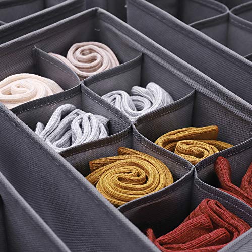 DIOMMELL 6 Pack Foldable Cloth Storage Box Closet Dresser Drawer Organizer Fabric Baskets Bins Containers Divider for Clothes Underwear Socks Lingerie Clothing, M Grey 00-0600 - color: Grey