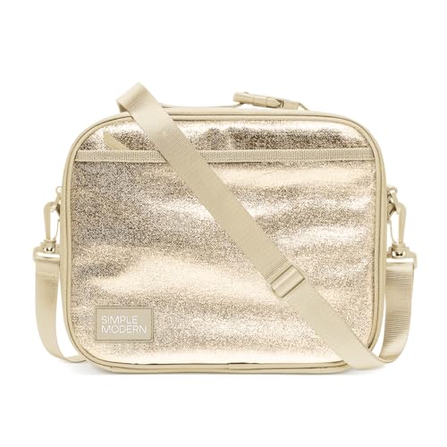 Simple Modern Hadley Lunch Box with Shoulder Strap | Kids & Adults | Insulated Bag with Pockets for Women, Men, Girls, Boys - color: Metallic: Golden Fog
