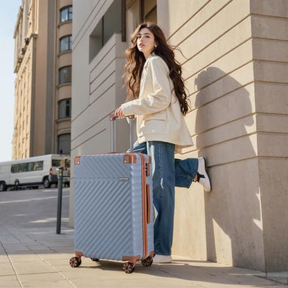 Cosbarn Luggage Sets 5 Piece with TSA Lock Spinner Wheels, Unisex Hard Case ABS Suitcase Set, Hardshell Lightweight Waterproof Travel Hardside Suitcases with Wheels for Women Men, Sky Blue - color: SkyBlue, size: 5 Piece Sets (20/24/28/Db/Tb)
