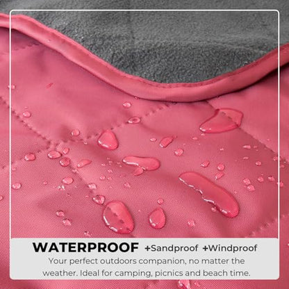 BRAWNTIDE Large Waterproof Outdoor Blanket, Extra Thick Fleece, Warm, Windproof & Sandproof, Quilted Stadium Blanket for Sports Events, Beach, Camping, Picnics, Dogs & Car, 82" x 55 - color: Wine