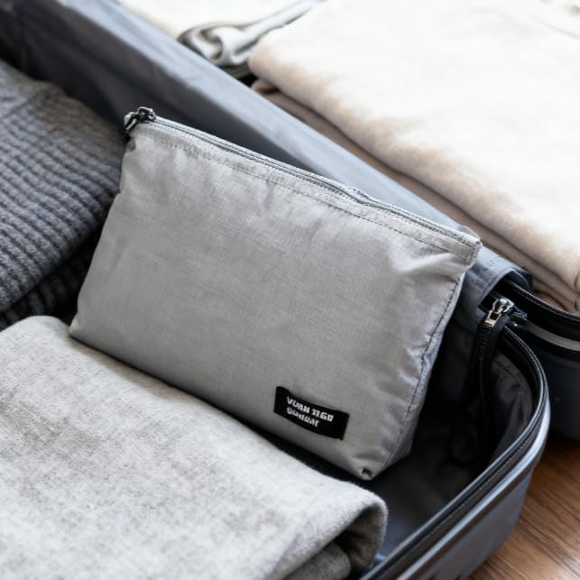Waterproof Travel Storage Pouch – Ultra-Light, Multi-Functional Organizer for Cosmetics and Miscellaneous Items (Grey) - color: Grey
