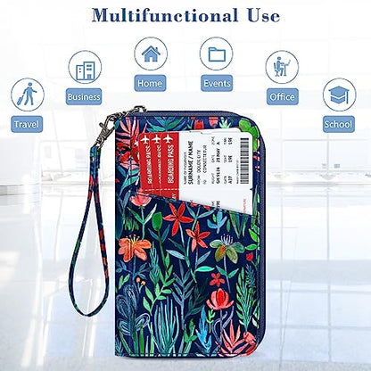 Fintie Family Passport Holder Wallet, RFID Blocking Travel Document Organizer Clutch Bag Credit Cards Case Cover for Women Men - color: Jungle Night