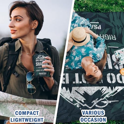 Camping Tracks Pocket Picnic Blankets, Camp Mini Beach Camping Blanket Waterproof Sandproof, Rustic Green Leaf RV Outdoor Picnic Blanket Mat Gifts for Camper Campsite Travel Hiking 55x60in - color: Shaken