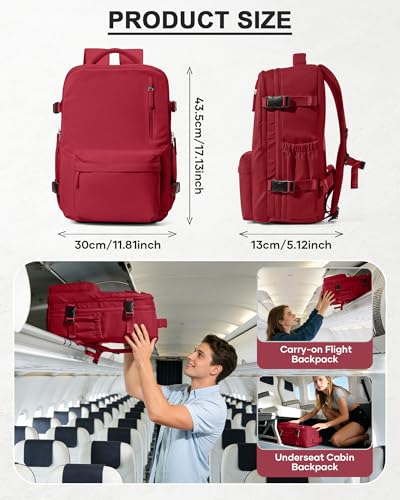 WONHOX Vacuum Seal Backpack for Travel with Air Pump Compression Daypack Personal Item Carry on Flight Approved Vacpack Laptop Space Saver Bags Storage with Vacuum System Travel Bag Women Men Red - color: A1-red
