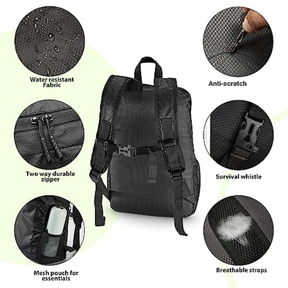 VPBAGE 15L Water-resistant Hiking Daypack, Small Backpack Travel Outdoor, Lightweight Day Pack with Tool Loops - color: Blinking Black