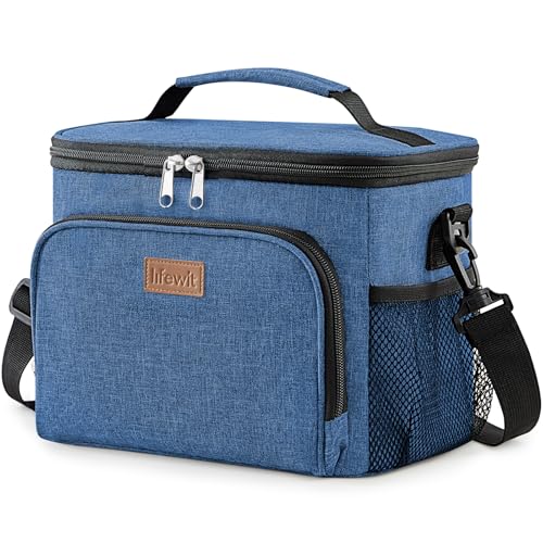 Lifewit Reusable Insulated Lunch Bag, Portable Cooler Freezable Soft Lunchbox Leakproof with Adjustable Shoulder Strap for Men Women Adult for Work Picnic or Travel, 15L 24 Can, Blue - color: Dark Blue, size: Large(15L)