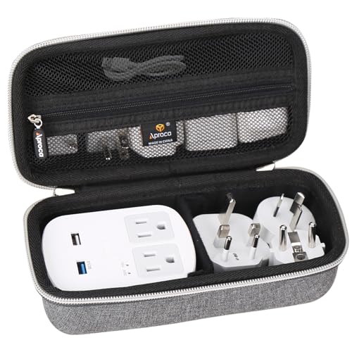 Aproca Case Compatible with Ceptics World Travel Adapter Kit, Portable Storage Bag for Accessories -Grey (Case Only) - color: Grey