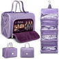 ROYALFAIR Roll Up Makeup Bag, Waterproof Toiletry Bag for Women, Hanging Travel Organizer bags with Jewelry Organizer Compartment, Extra Large 4 Clear TSA Approved Pouches Cosmetic Makeup (violet) - color: Purple