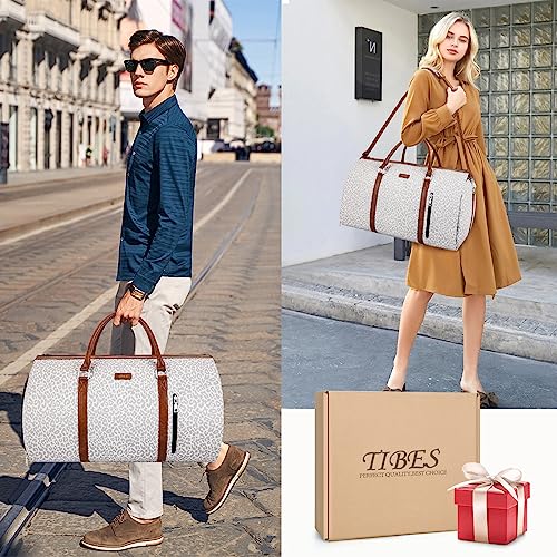 Convertible 2-in-1 Garment Bags for Travel, Carry On Garment Duffle Bag With Shoe Compartment Large Weekender Bag for Women Men Hanging Suitcase Suit Travel Duffel Overnight Bags 4pcs Set - color: F-Grey Leopard
