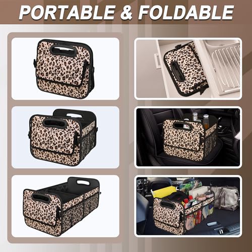 Deosk Trunk Organizer for SUV, Car Organizers and Storage with Reinforced Handles, Car Accessories for Women/Men - Large, Leopard Print - color: Leopard print, size: Large