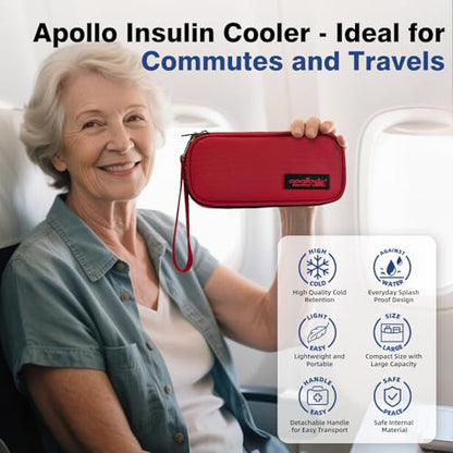 apollo walker Insulin Cooler Travel Case Diabetic Medication Cooler with Ice Packs and Insulation Liner insulin travel case tsa approved - color: Red, size: Small