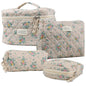 NATINSA Cute Makeup Bag for Women(2 Pcs), Travel Cosmetic Bags, Quilted Coquette Aesthetic Floral Toiletry Organizer Bag (45 - Yellow Rose/4PCS) - color: 45 - Yellow Rose/4PCS
