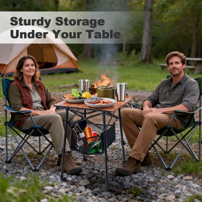 Odoland Portable Camping Table, 18.3"L x 16.5"W Folding Table with Adjustable Height 16.5" - 23.6", Large Beach Table with Storage Bag for Outdoor Camp, Cooking, Picnic, Travelling, Backyards, Fishing - size: 18.31"L x 16.54"W x 16.54"H