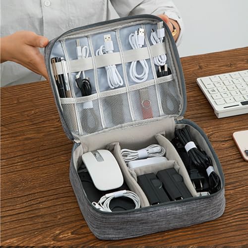 Organizer Case Small Electronic Devices USB Charger Accessories Mouse Phone Cable SD Power Bank Earphone - color: Large-Deep Blue