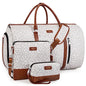 Convertible 2-in-1 Garment Bags for Travel, Carry On Garment Duffle Bag With Shoe Compartment Large Weekender Bag for Women Men Hanging Suitcase Suit Travel Duffel Overnight Bags 4pcs Set - color: F-Grey Leopard
