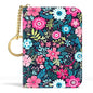Aiawoxc Credit Card Holder, Small RFID Wallet Slim Leather Card Organizer Case with Zipper and Keychain, Elegant Flowers - color: B-Elegant Flowers, size: Keychain