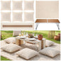 9 Pcs Extra Large Outdoor Boho Picnic Blanket 91'' x 71'' Folding Camping Table Beige White Table Runner 6 Throw Pillow with Pillow Cores Woven Cotton Yarn for Camping Garden Beach Wedding