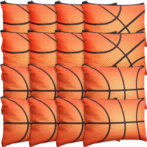 Eccliy 20 Pcs Basketball Makeup Bags Bulk Sport Team Gifts Basketball Cosmetic Bag Accessories for Women Toiletry Zipper Pouch Travel Canvas Gifts Stuff for Party Team Players Lover - size: 8 x 5 Inch, style: Basketball